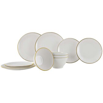 Gimex - Linea Line - Servies - Goud - 12-Delig